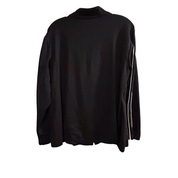 Spa by Chico's Women's Black Jacket Size 2 with White Piping Casual - Picture 10 of 12